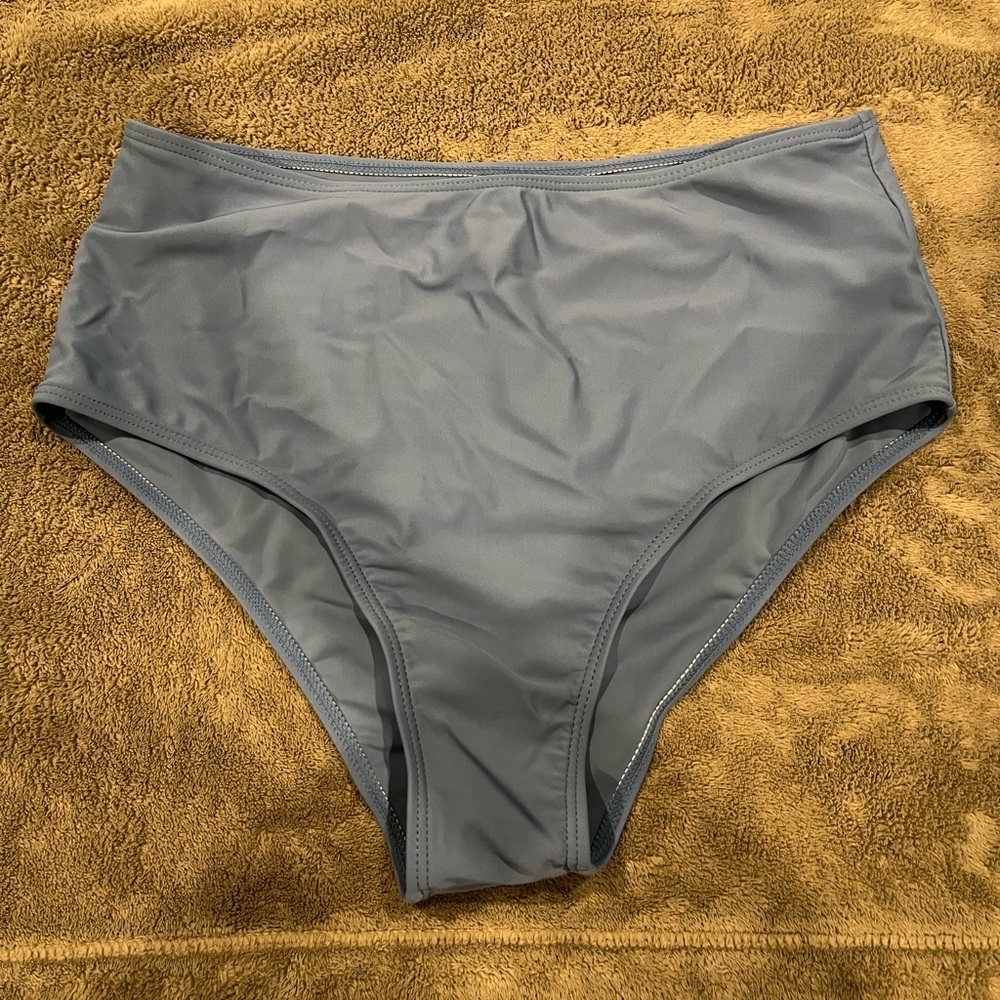 Blue/ Gray Women's High-Waisted bathing suit bottoms